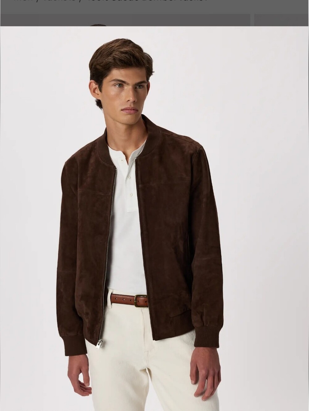 Quince 100% Goat Suede Bomber Jacket Espresso Brown Mens XL NWT